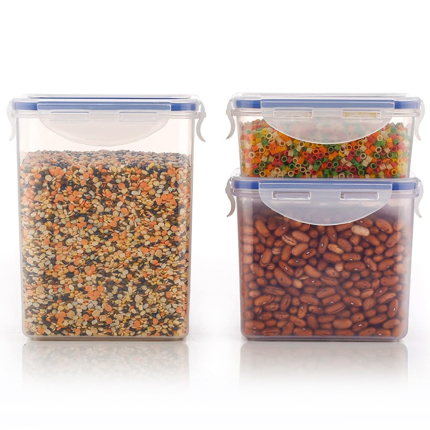 5827 Rectangle Abs Airtight Food Storage Containers With Leak Proof Locking Lid Storage Container Set Of 3 Pc (Approx Capacity 500ml1000ml1500ml Transparent) 5827 Rectangle Abs Airtight Food Storage Containers With Leak Proof Locking Lid Storage Container Set Of 3 Pc (Approx Capacity 500ml1000ml1500ml Transparent)